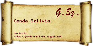 Genda Szilvia névjegykártya